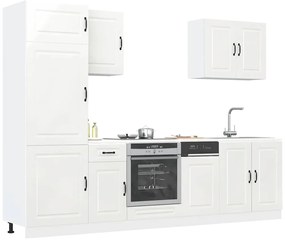 vidaXL 7 peças armário de cozinha conjunto Kalmar branco brilhante