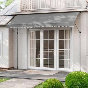 Toldo retrátil jardim de fixação com manivela 350 x 120 cm cinzento
