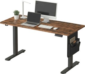 Secretária elétrica com altura ajustável, 180 x 80 x (72-120) cm função de memória castanha