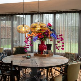 Candeeiro de suspensão oriental em bambu 2 luzes - Amira