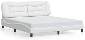 Estrutura cama c/ luzes LED 180x200 cm couro artificial branco