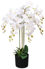244425 vidaXL Planta orquídea artificial com vaso 75 cm branco