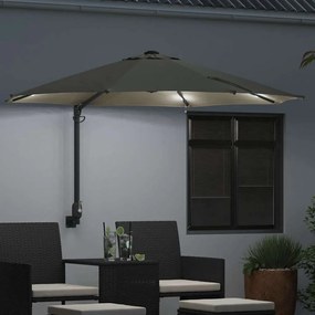 Guarda-Sol de Parede com LEDs Bege 248 cm