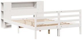 Cama com estante sem colchão 120x190 cm pinho maciço branco