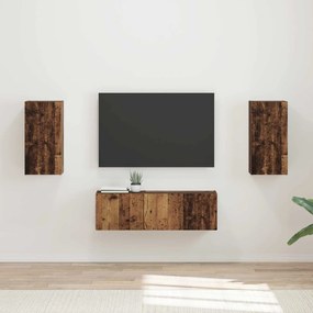 vidaXL Conjunto de Gabinete de Parede para TV 4 pcs Madeira antiga