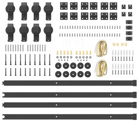 Kit de ferragens para porta deslizante 400 cm aço preto