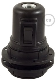 Double ferrule thermoplastic E27 lamp holder kit for lampshade with switch - Preto