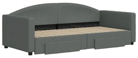 Sofá-cama c/ gavetão e gavetas 90x190 cm tecido cinzento-escuro