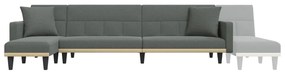 Sofá-cama em forma de L 275x140x70 cm tecido cinzento-escuro