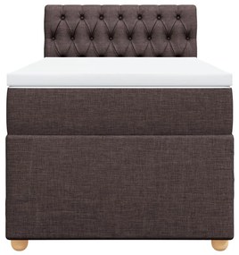 Cama com molas/colchão 90x190 cm tecido castanho-escuro