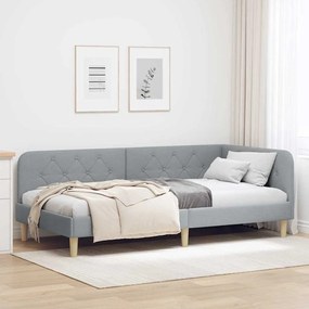 vidaXL Estrutura de Cama de Canto Cinzento-claro 90 x 190 cm tecido
