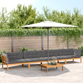 vidaXL 5 pcs móveis de paletes p/ jardim com almofadões acácia maciça