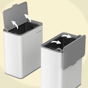 Caixote do lixo suspenso em aço com 8 litros e tampa para resíduos orgânicos 25,8 x 15,2 x 32 cm, para fixar na porta do armário ou na parede branco