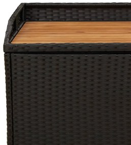 Banco de arrumação 100x50x52 cm vime PE e madeira acácia preto