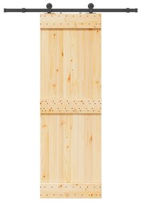 vidaXL Porta de correr com ferragens 70x210 cm madeira de pinho maciça
