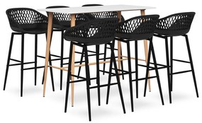 vidaXL 7 pcs conjunto de bar branco e preto