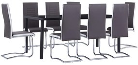 vidaXL 9 pcs conjunto de jantar couro artificial cinzento