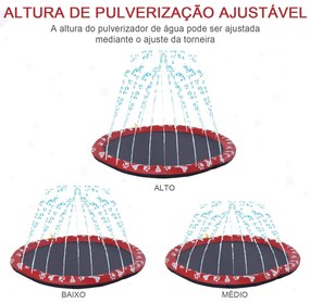 Tapete Aquático para Animais de Estimação com Pulverizador de Água Piscina Portátil para Cães Ø150 cm Vermelho