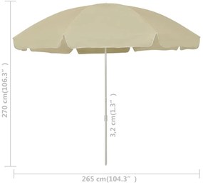 Guarda-sol de praia 300 cm amarelo areia