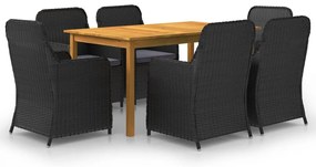 7 pcs conjunto de jantar para jardim preto