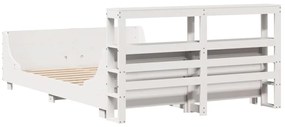 Cama sem colchão 140x190 cm madeira de pinho maciça branco