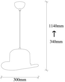 Candeeiro de Teto Sivani – Preto – Diâmetro 30 cm, Altura 114 cm