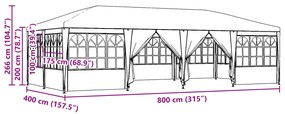 Tenda de Festa com 12 Laterais Antracite 8x4 m PE
