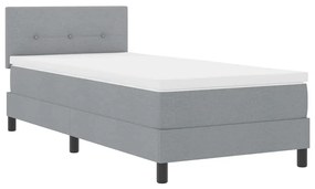 Cama Box com Colchão &amp; Luz LED Cinza Claro 100x200 cm Tecido