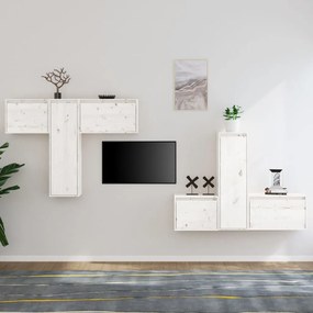 vidaXL Móveis de TV 6 pcs madeira de pinho maciça branco