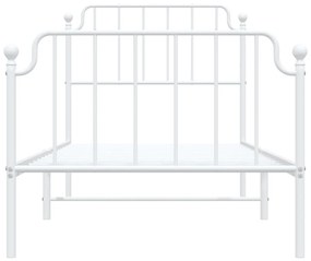 Estrutura de cama com cabeceira e pés 90x200 cm metal branco