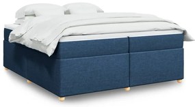 Cama com molas/colchão 200x200 cm tecido azul