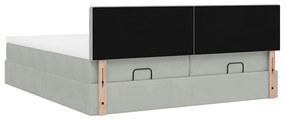 Estrutura cama otomana colchões 180x200cm veludo cinzento claro