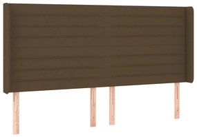 Cabeceira de cama c/ luzes LED tecido 183x16x118/128cm castanho
