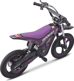 Mota elétrica infantil ROOKIE X 24V (14"), bateria de lítio, motor de 250 W, travão de disco Roxa