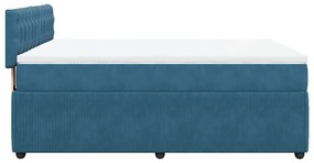 Cama boxspring com colchão 140x190 cm veludo azul