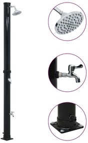 vidaXL Chuveiro solar 220 cm 20 L preto