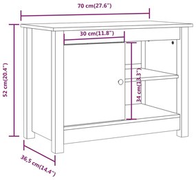 Móvel de TV 70x36,5x52 cm madeira de pinho maciça branco