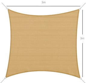 Vela de Sombra Quadrado 3x3 m Toldo Vela de HDPE com Proteção UV Aneis