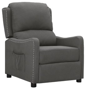vidaXL Poltrona reclinável tecido cinzento-escuro