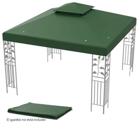 Teto de substituição de tenda ou Pérgula de jardim 3 x 3 m poliéster Verde