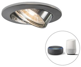 LED Foco embutido inteligente em aço inclinável com Wi-Fi GU10 - Edu Moderno