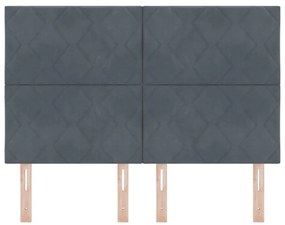 Cabeceira LED Design Blocos de Diamante Cinza Escuro 160 cm Veludo
