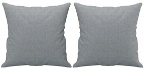 2 pcs conjunto de sofás com almofadas tecido cinzento-claro