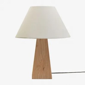 Candeeiro De Mesa Em Madeira De Manga Taraua Madeira De Manga & Branco Ø40 Cm Menorca - Sklum