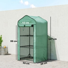 Estufa de jardim  59 x 39 x 127 cm com prateleiras de 3 níveis, estufa de varanda, lona reforçada com PE, estrutura em aço,, verde
