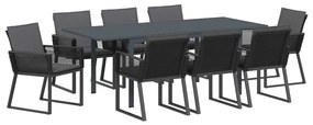 Conjunto de Jantar de Jardim Manual 9 pcs Preto Largo Metal