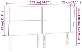 Cabeceira cama c/ abas veludo 163x23x118/128 cm cinzento-escuro