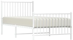 Estrutura de cama com cabeceira e pés 90x190 cm metal branco