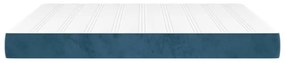 Colchão de molas ensacadas 160x200x20 cm veludo azul-escuro