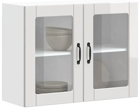 Armário parede de cozinha porta vidro Lucca branco brilhante